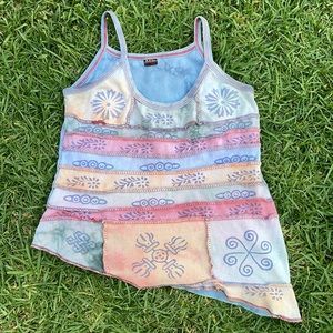 multicolored asymmetrical tank top
